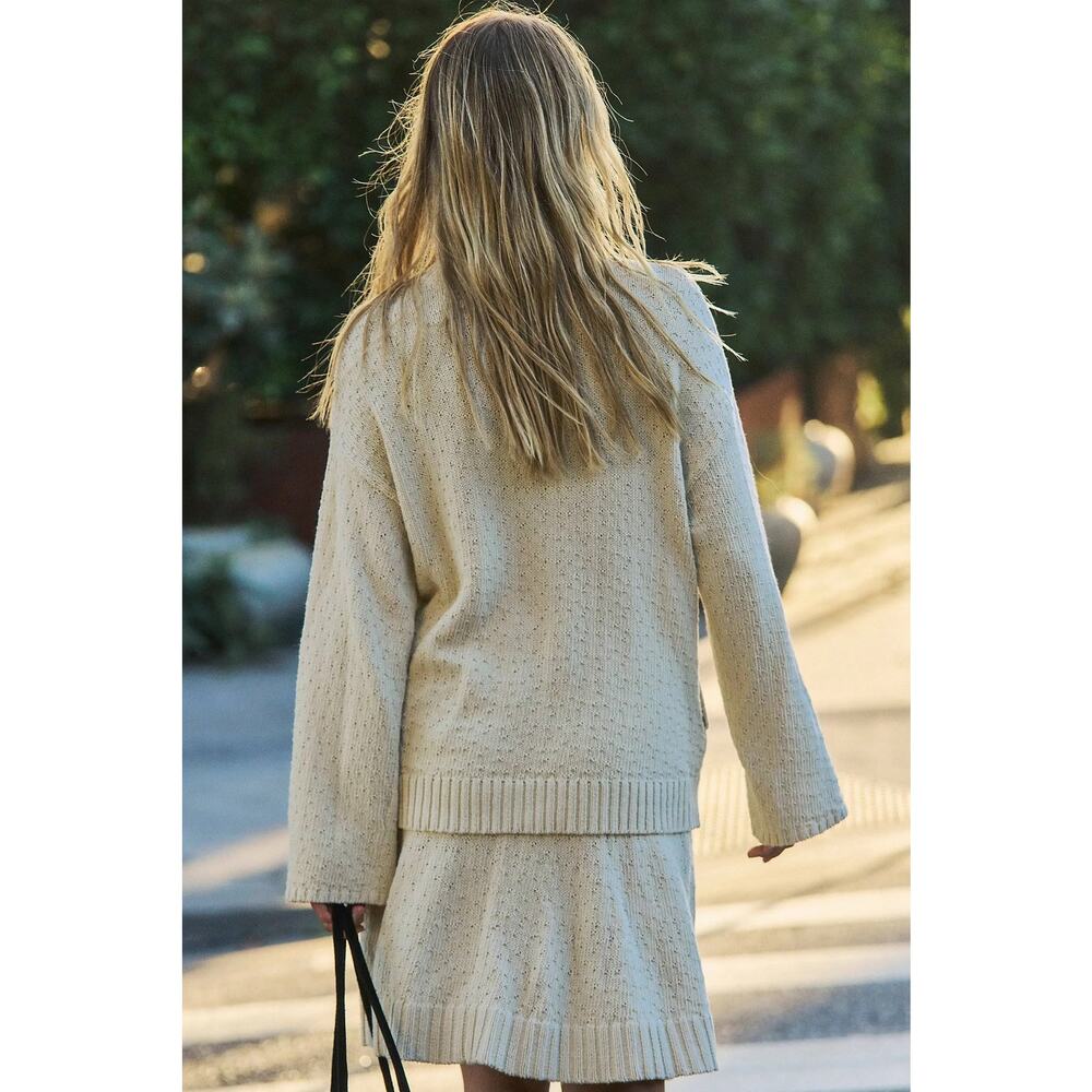Free People Free-Est Asher Knit Sweater Skirt Set Cream White Large NWT - Picture 4 of 6